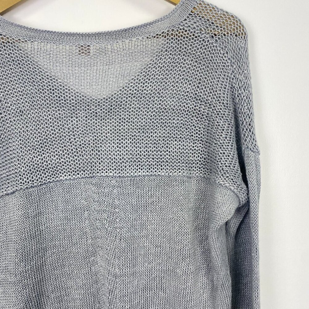 Poetry 100% Linen Gray V Neck Beach Sweater - Picture 9 of 12